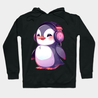 Happy Penguin With Headphones Hoodie